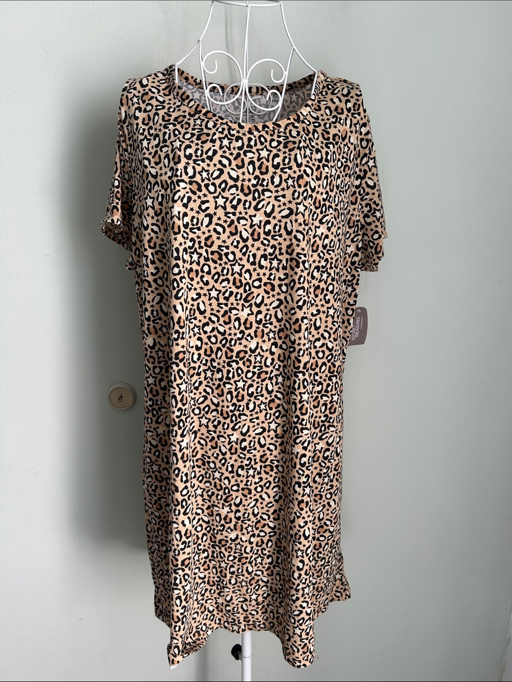 Secret Treasures Leopard-Print Mini Dress in Tan and Black